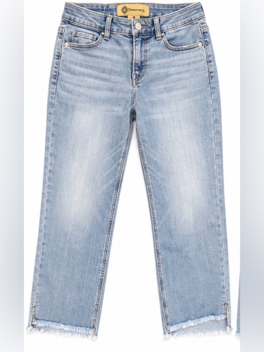 Democracy Ab Solution Jeans Size 8 Light Wash Raw Step Hem Straight Crop